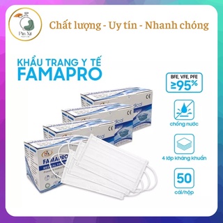 Hộp 50 cái khẩu trang y tế famapro 4 lớp chính hãng
