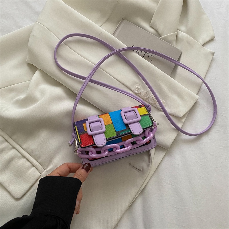 Túi Xách Đeo Vai Hình Vuông Cỡ Nhỏ Màu Kẹo Tương Phản Thời Trang Cho Nữ