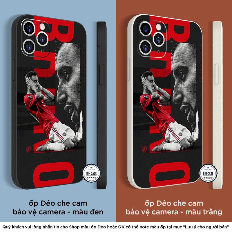 ⚽Ốp Lưng In Hình Bruno Fernandes ⚽Ốp iPhone Nhám Màu Đen iphone 13 12 11 Pro Max 6s 6 7 8 Plus X Xr Xs Max BONGDA020