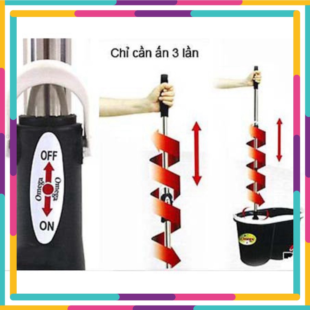 GO' 123' Bộ Thân Cây Lau Nhà và Bông Lau Omega Mop 360 Độ MỚI