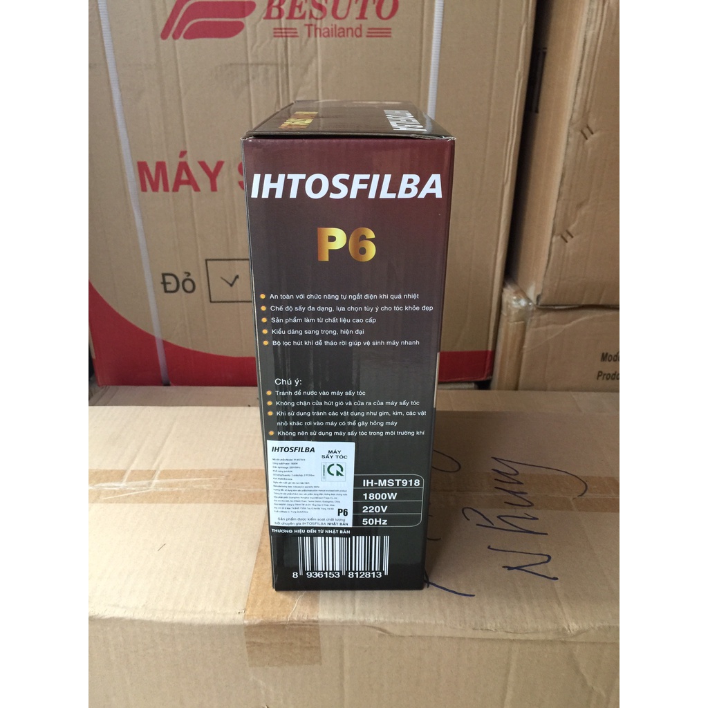 Máy Sấy Tóc IHTOSFILBA IH-MST918(P6) Tạo Kiểu 2 Chiều Nóng Lạnh Công Suất Lớn, Hàng chính hãng