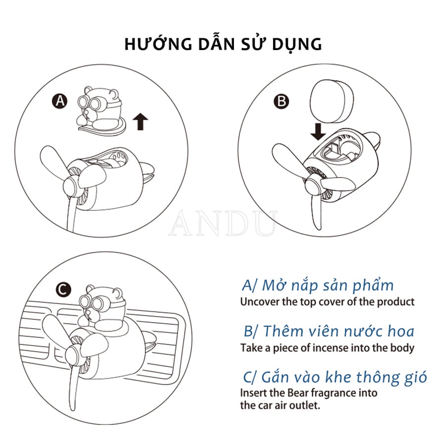 Sáp Thơm Nước Hoa Ô Tô Hình Thú Lái Máy Bay, Phụ Kiện Trang Trí Xe Siêu Dễ Thương