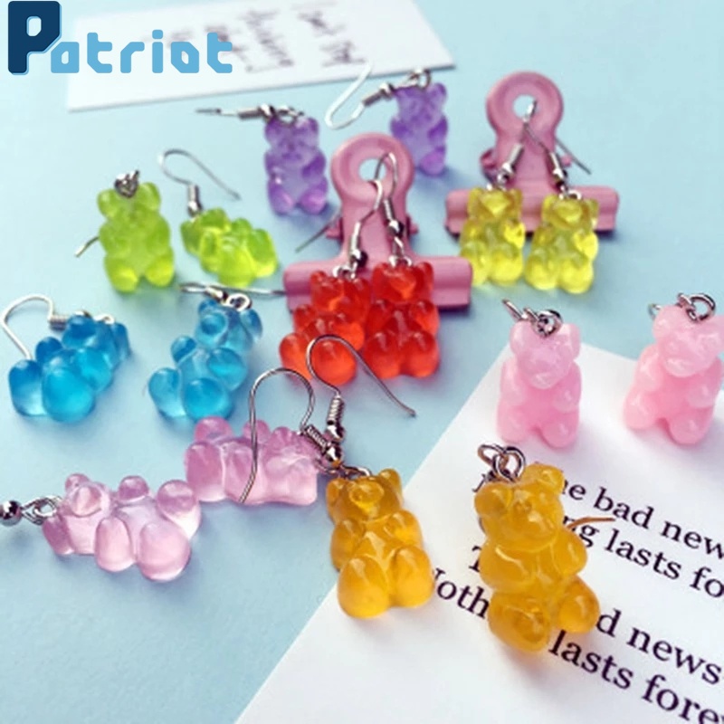 Đôi bông tai dáng dài hình gấu teddy dễ thương phong cách Hàn Quốc cho nữ