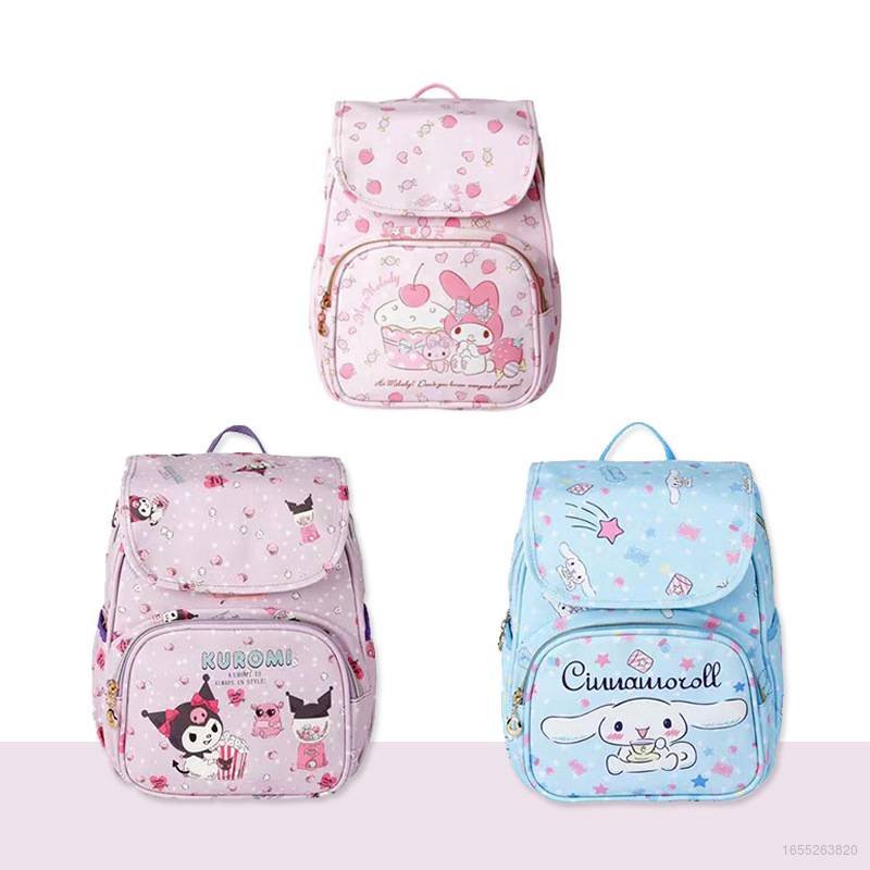 SANRIO Ba Lô Da PU Họa Tiết Hoạt Hình Dễ Thương Cho Bé Gái