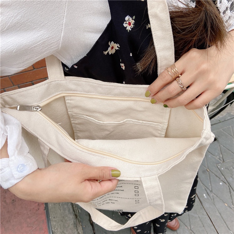 Túi Tote phong cách Hàn Quốc đơn giản chất liệu canvas in chữ goodlife