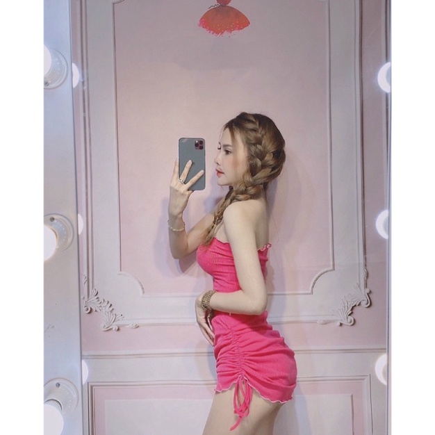 Set bộ áo ống babe kèm chân váy rút dây 2 bên - A5U