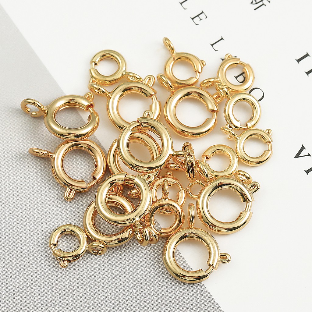 Khóa cài lò xo nhỏ BEADIA mạ vàng 18K làm trang sức vòng đeo tay dây chuyền