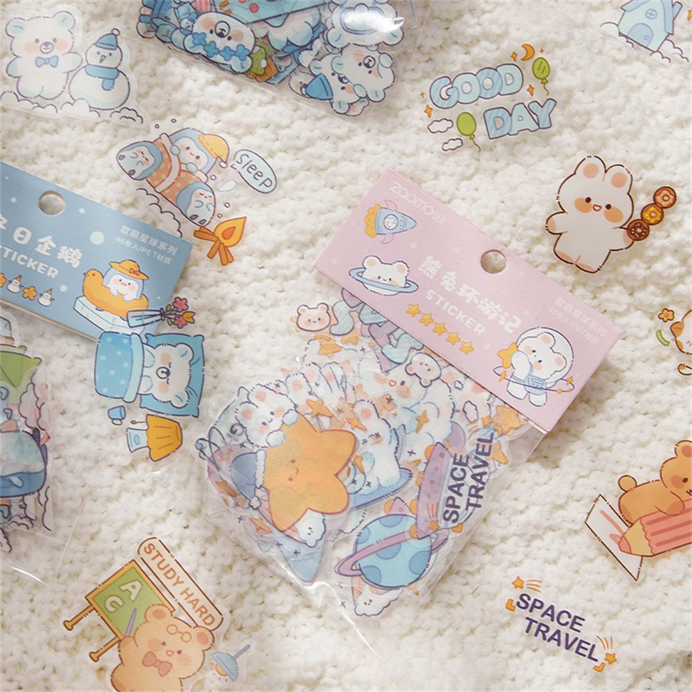 Bộ 46 miếng dán PET hình chai nước nhiều màu chống thấm nước trang trí sổ tay DIY