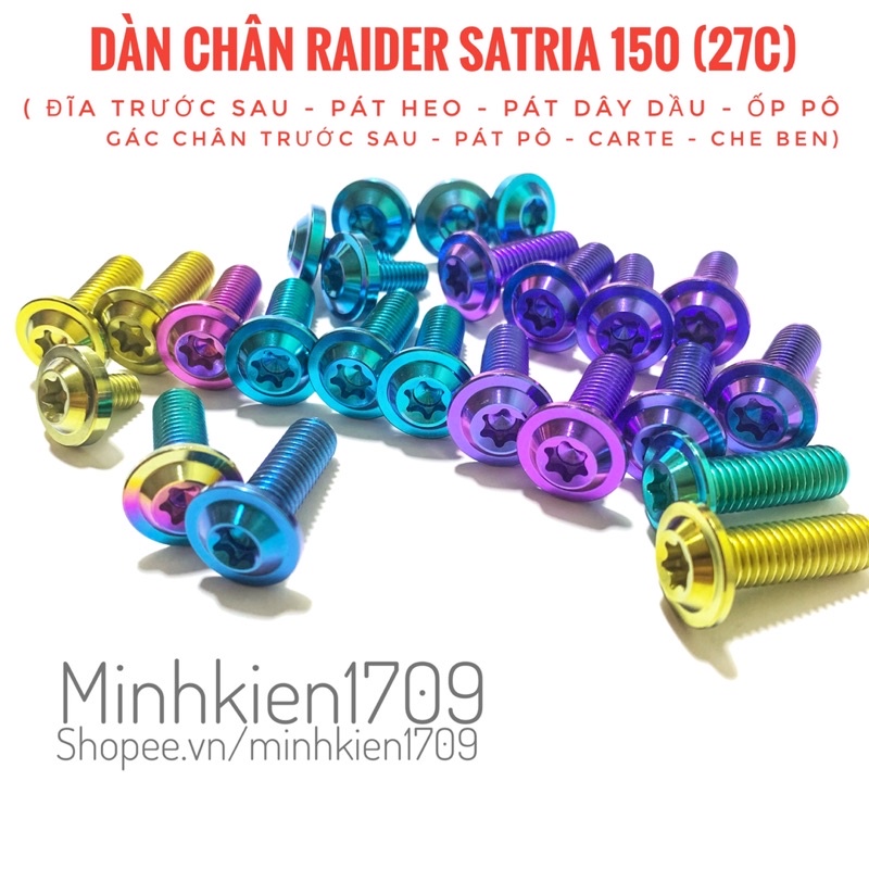 (GR5 XỊN) Combo ốc titan full dàn chân Raider Satria 150