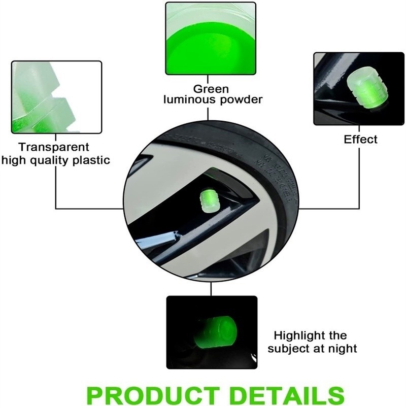 Set 4 Nắp Phát Quang Chống Bụi Gắn Trục Bánh Xe