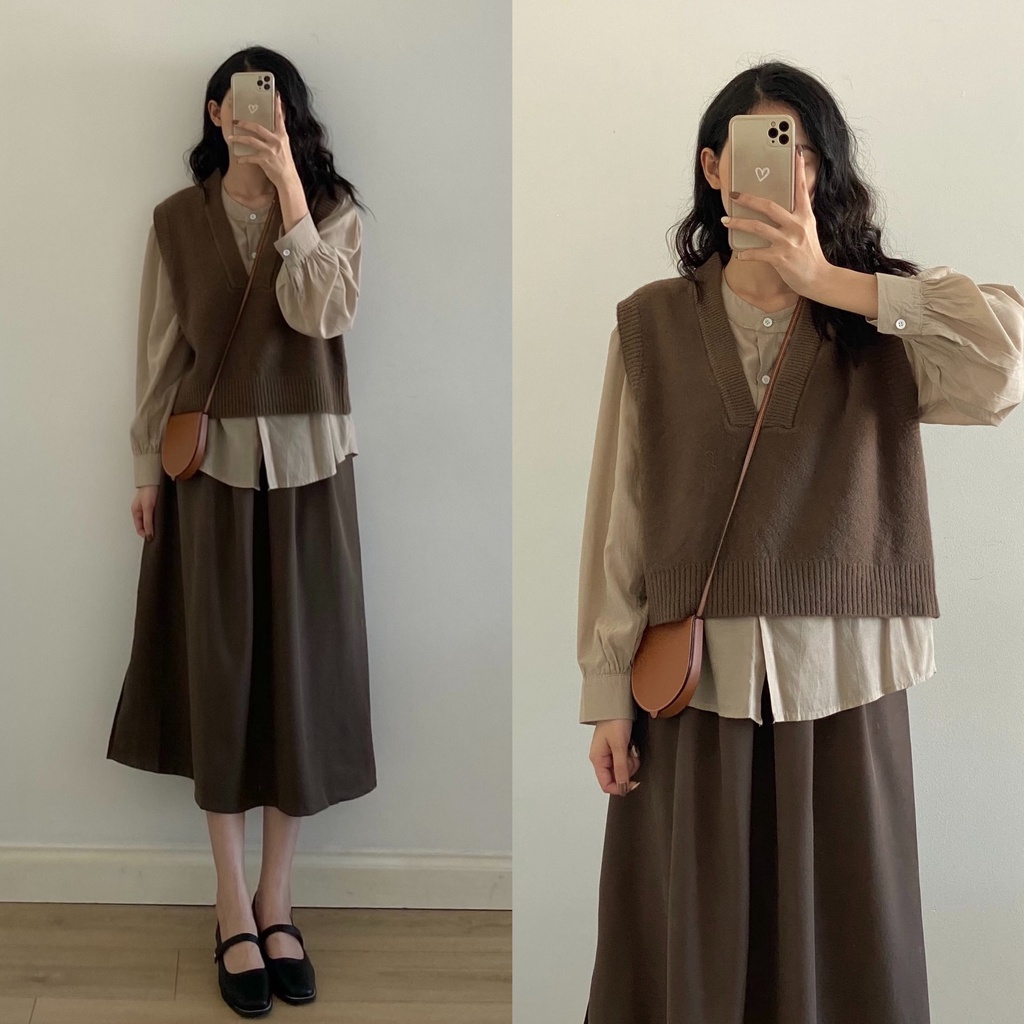 Áo gile len cổ V rộng _ A0268 | BigBuy360 - bigbuy360.vn