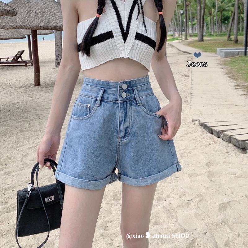 Quần Shorts Jeans Denim Nữ Sogeum Quần Sooc Ngắn Lưng Cao Hai Khuy Ulzzang | BigBuy360 - bigbuy360.vn