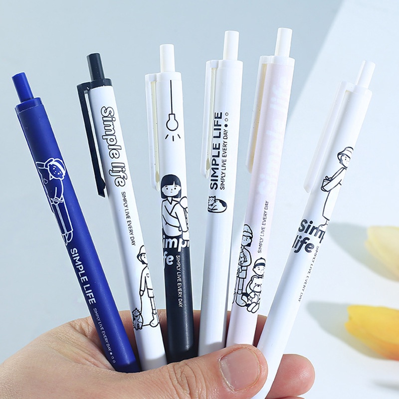 Bộ 6 Bút Bi Mực Đen Ngòi 0.5mm Có Thể Thu Gọn Tiện Dụng