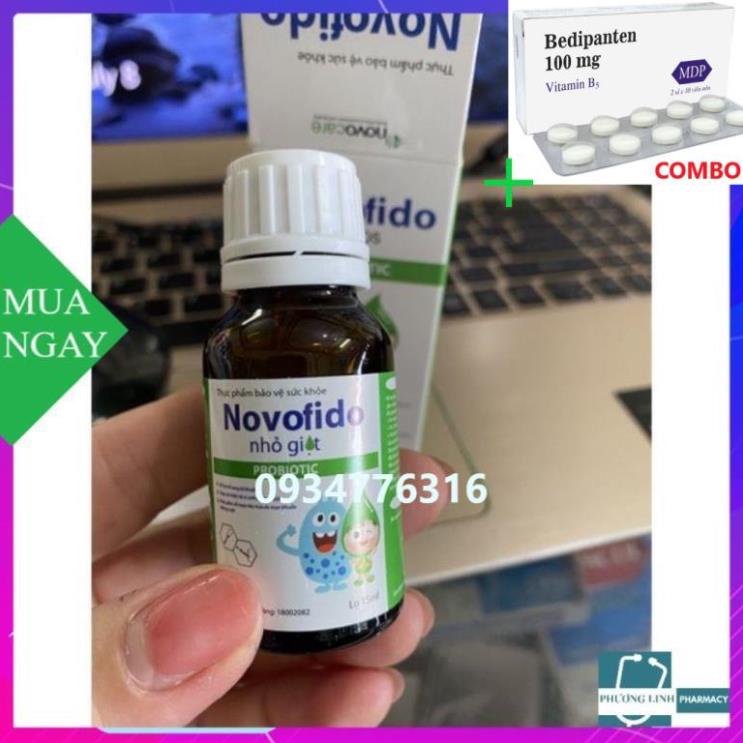 Combo Bedipanten 100mg +  Novofido Drop lọ 15ml Bổ sung các chủng lợi khuẩn Có sẵn trong đường ruột cho trẻ từ 4 tuần