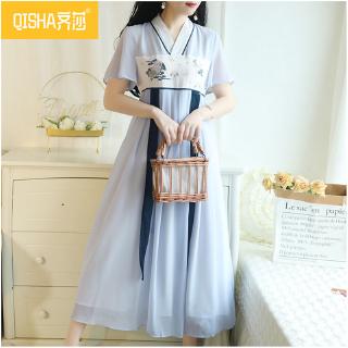 Improved Hanfu dress Han element daily costume female Chinese style student ancient style dress summer