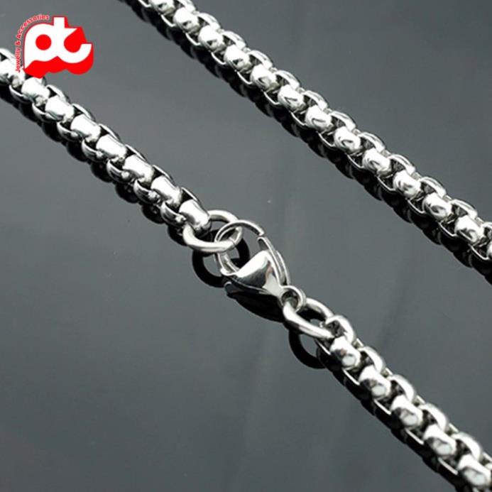 Dây chuyền titan nam cao cấp đẹp sang trọng thép không gỉ kiểu bông dừa PT JEWELRY kích cỡ 2mm màu trắng PTDCNA51