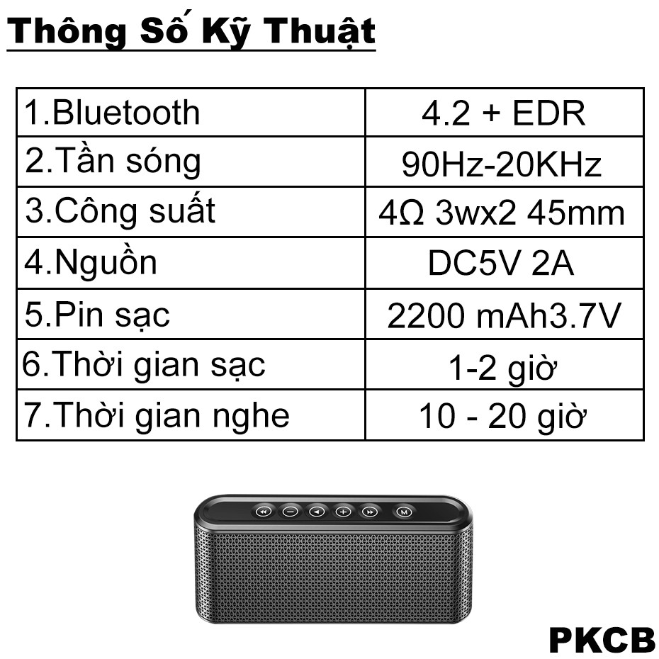 [Mã ELHACE giảm 4% đơn 300K] Loa Bluetooth PKCB X6 HIFI Cảm Ứng Hiện Đại Âm Thanh Chất Lượng Cao Cấp Đen Chính Hãng