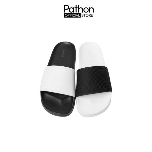 Dép nam nữ quai ngang slipper Pathon PVC và đế PU phối màu mẫu MIX2