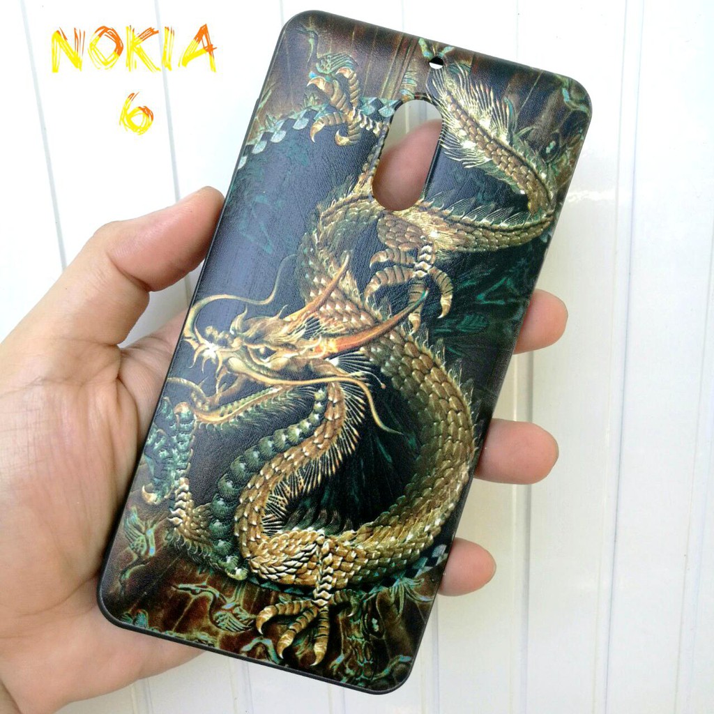 Ốp Lưng Nokia 6 Rồng Vàng Nền Đen 3D