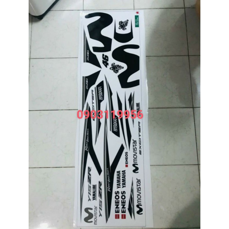 tem rời exciter 150 trắng - decal ruby