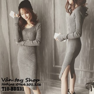 Váy len body xẻ tà