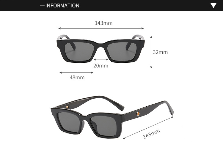 Kính mát mắt mèo tròng hình chữ nhật nhỏ phong cách retro vintage thiết kế thương hiệu màu đen thời trang cho nữ | BigBuy360 - bigbuy360.vn