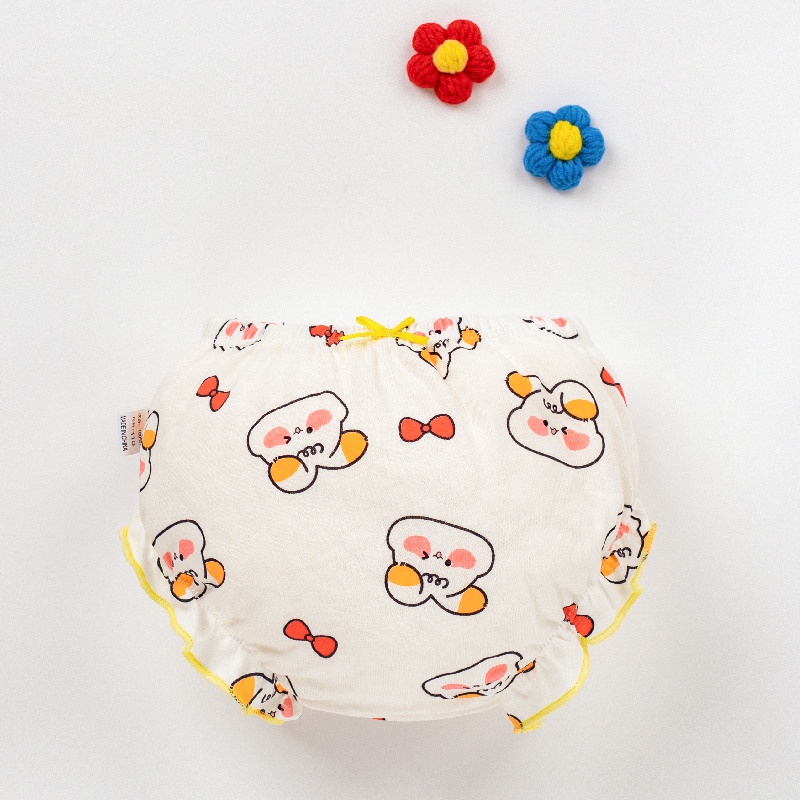 Quần lót cotton mặc tã LUCKY BIG CAT cho bé gái sơ sinh vừa và nhỏ 0-3 tuổi