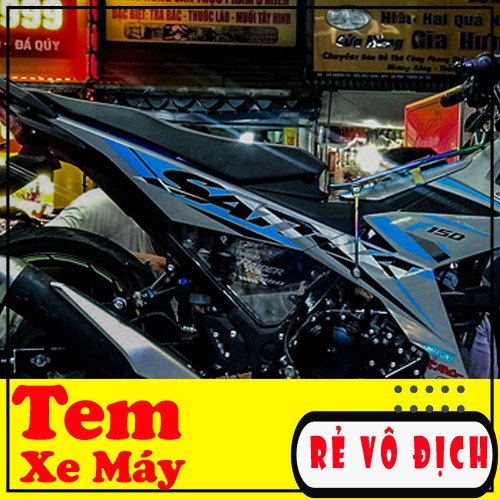 Tem Trùm Xe Satria 🍀 FREESHIP 🍀 Xanh Bạc Thể Thao