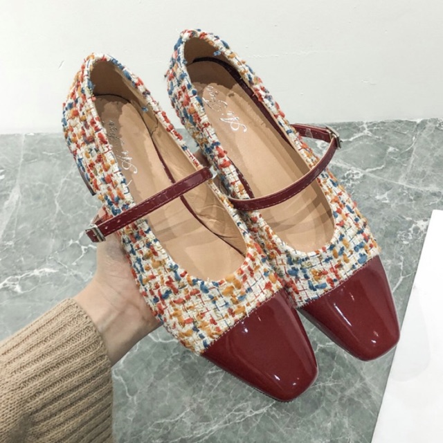 Giầy phối dạ tweed