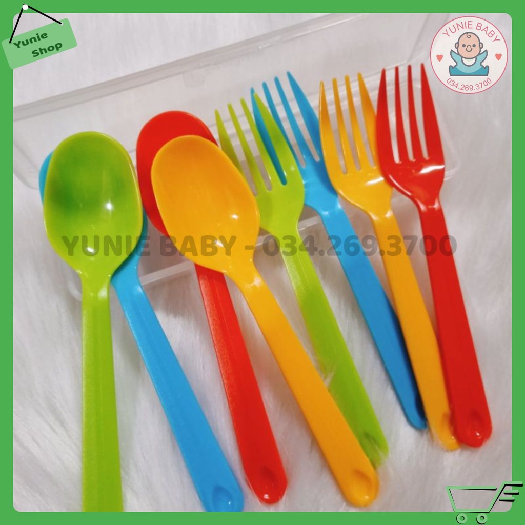 Muỗng/thìa, nĩa/dĩa nhựa màu sắc an toàn INOMATA NHẬT