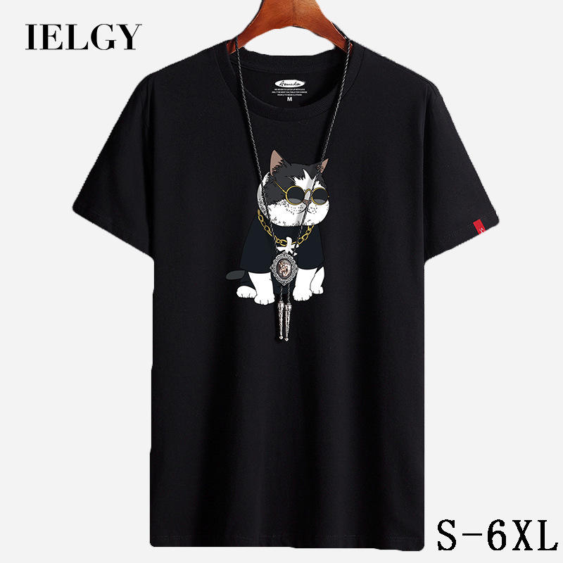 Áo Thun Nam Tay Ngắn Cổ Tròn Dáng Rộng Bằng Vải cotton Phong Cách Hong Kong Thời Trang Mùa Hè Hàng Mới Cỡ Lớn S-6XL