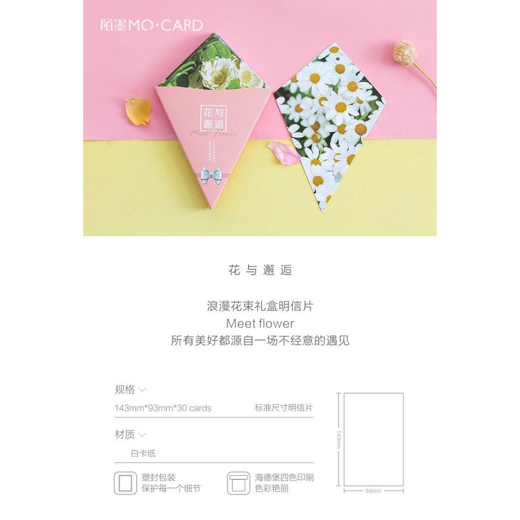 Hộp 30 tấm bưu thiếp, postcard hoa các mẫu