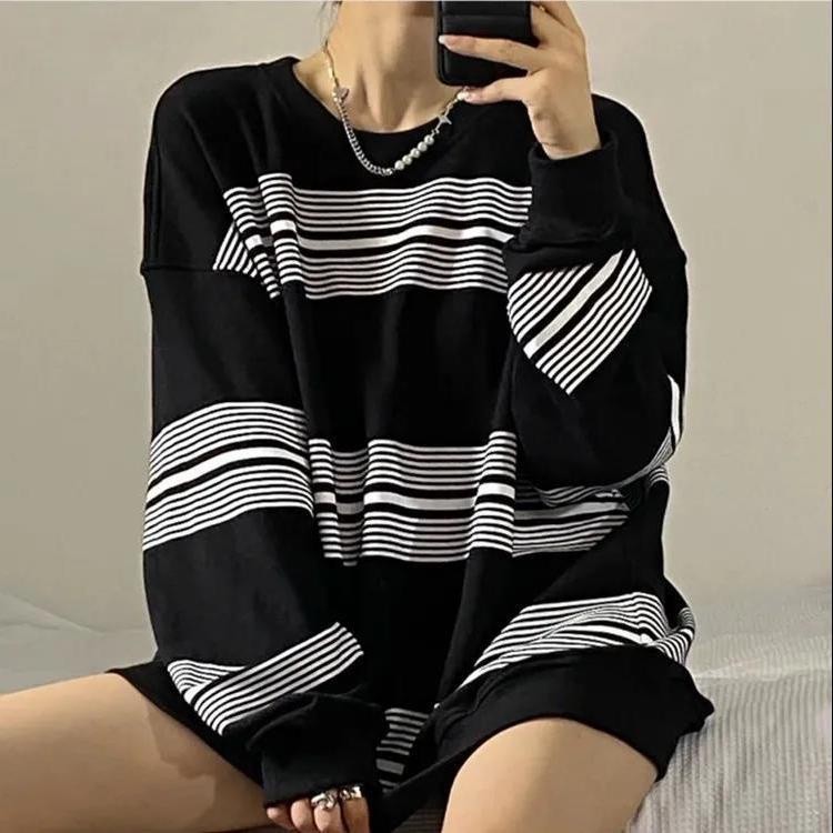 Áo Khoác Len Lông Cừu Tay Dài Kẻ Sọc Kiểu Retro Hàn Quốc Thời Trang Mùa Đông 2022 Cho Nữ