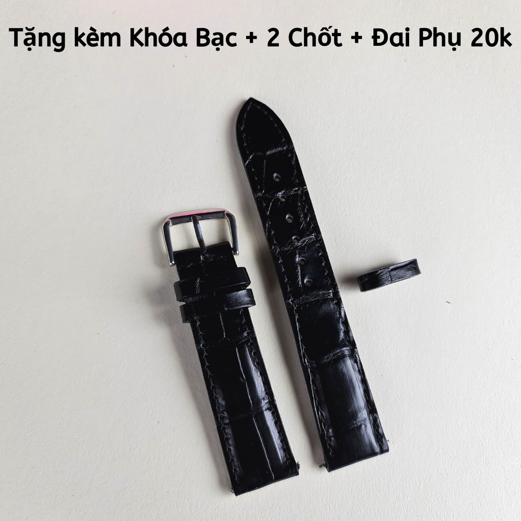 Dây đồng hồ nam da cá sấu vân đốt tre C14-VNSTRAP size 17mm, size 18mm, Size 19mm, 20mm,Size 21mm, Size 22mm