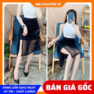 Chân váy lưới phom dài xẻ tà ⚡100% ảnh thật⚡ chân váy xẻ tà