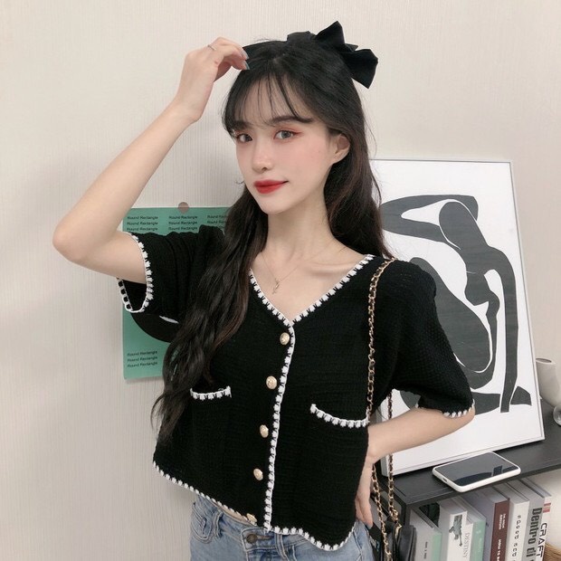 Áo Len Nữ Dệt Kim Tay Ngắn Hè Thu Ulzzang Chất Motoghi Hàng Quảng Châu Cao Cấp Xiaozhainv M30 C2-3