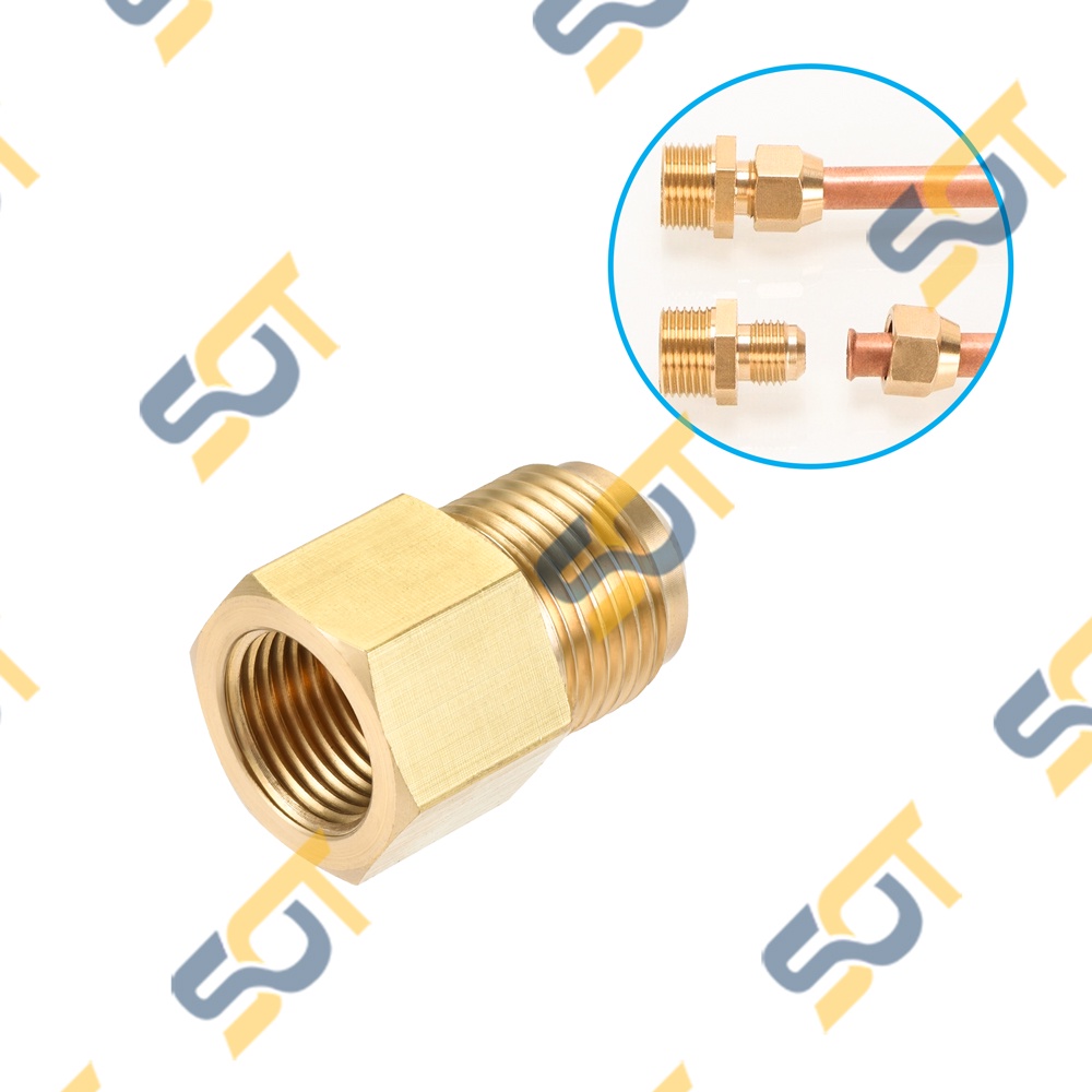 [HÀN ỐNG ĐỒNG] Ren trong G1/4 (13) nối côn lồi cho điện lạnh & khí nén (Brass Flare Male Connector) - Rắc co ren NPT