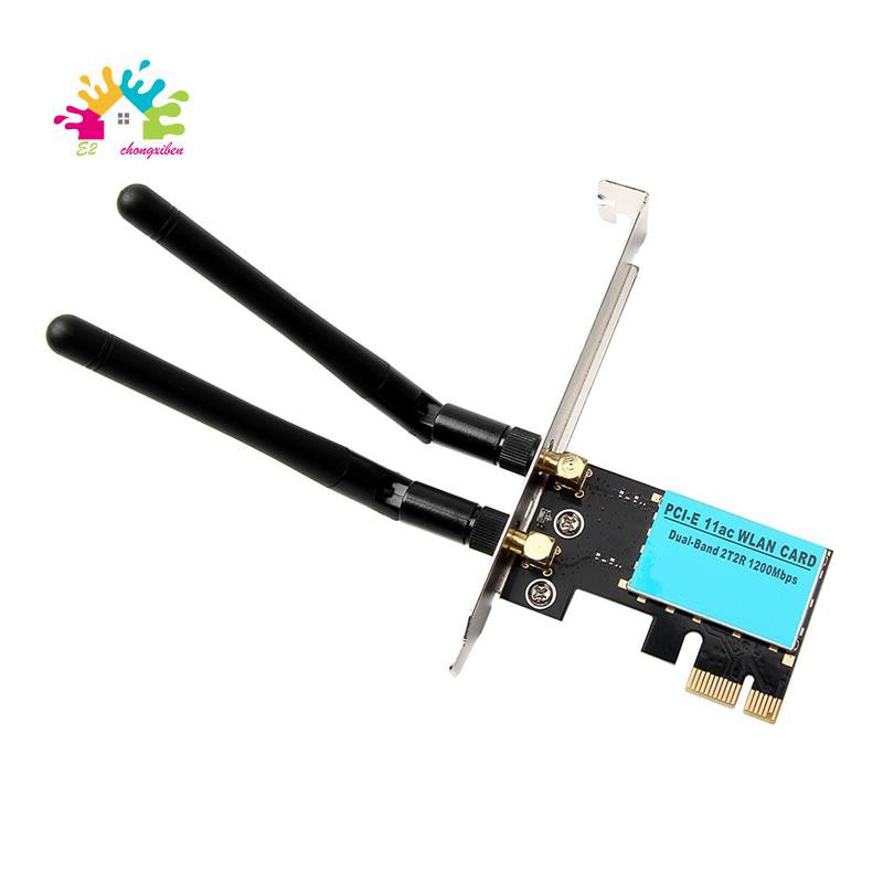 Thẻ Mạng Wifi Không Dây Ac1200M Băng Tần Kép Pci-E Cho Máy Tính