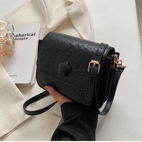 Túi xách nữ đeo chéo thời trang nhiều ngăn dập vân họa tiết hàng Quảng Châu O3T4-8016