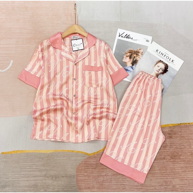 Đồ bộ nữ dễ thương lụa ngủ áo cộc quần lửng pijama mặc nhà cao cấp JUSOKA