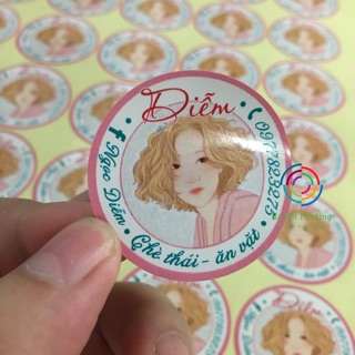 Combo 1000 tem tròn dán ly trà sữa