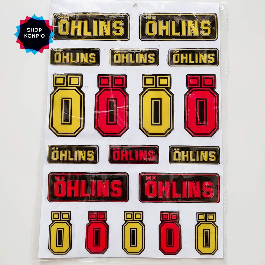 Bộ Tem Sticker Dập Nổi OHLINS Cao Cấp Dán Xe Máy, Ô Tô, Mũ Bảo Hiểm, Chống Thấm Nước, Chống Bay Màu