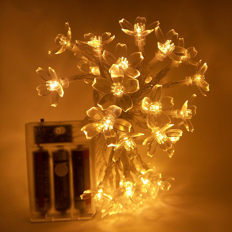 Dây Đèn LED 40 Bóng Hình Hoa Anh Đào / Vàng / Cầu Vồng Trang Trí Giáng Sinh