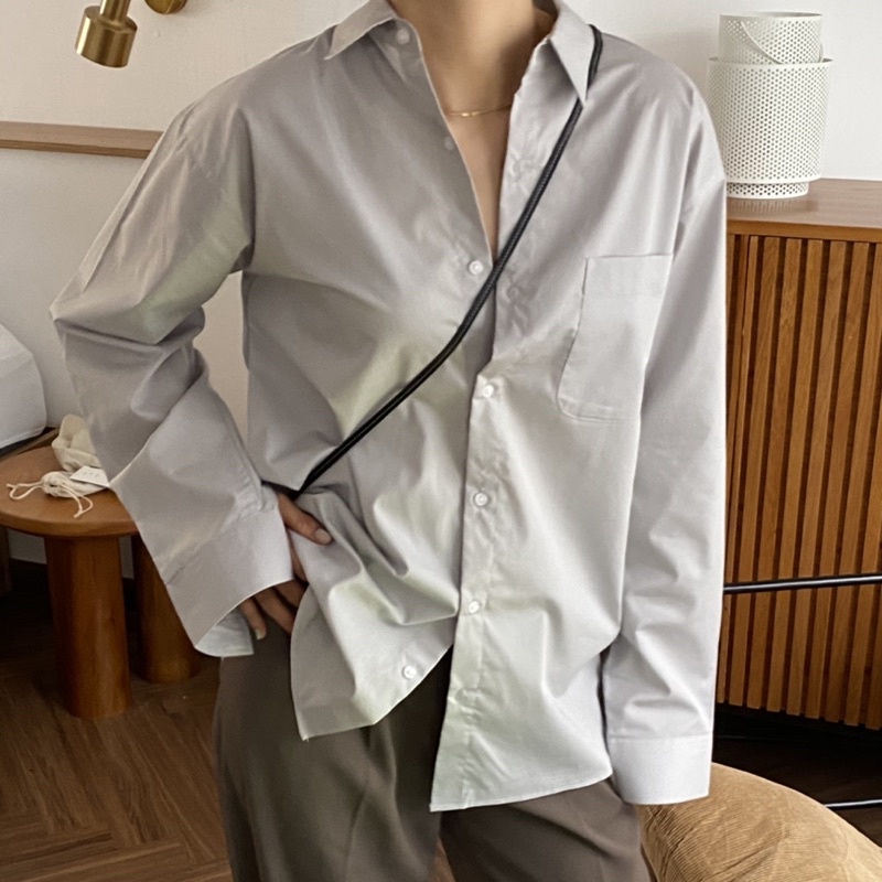Áo Sơ Mi Dài Tay Chất Liệu Cotton Màu Xám dành cho Nữ Heebyohi