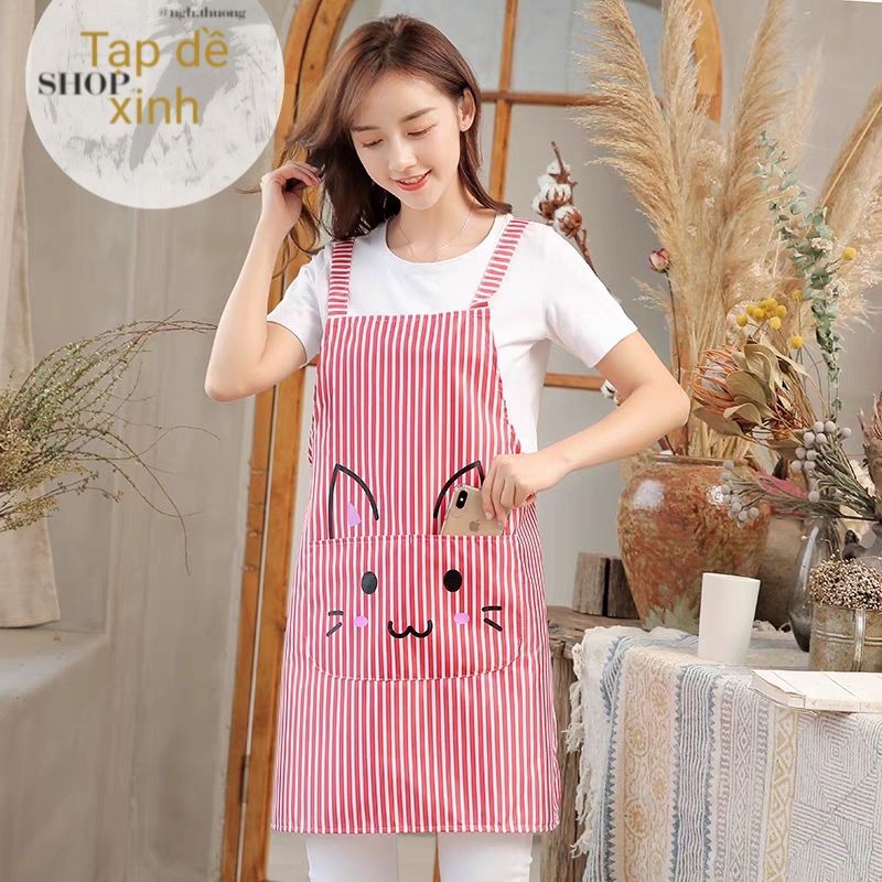 Tạp dề meo cưng trong nhà bếp dễ thương ⚜  Freeship 50K ⚜ Tạp dề người lớn họa tiết apron kitty Cat mèo