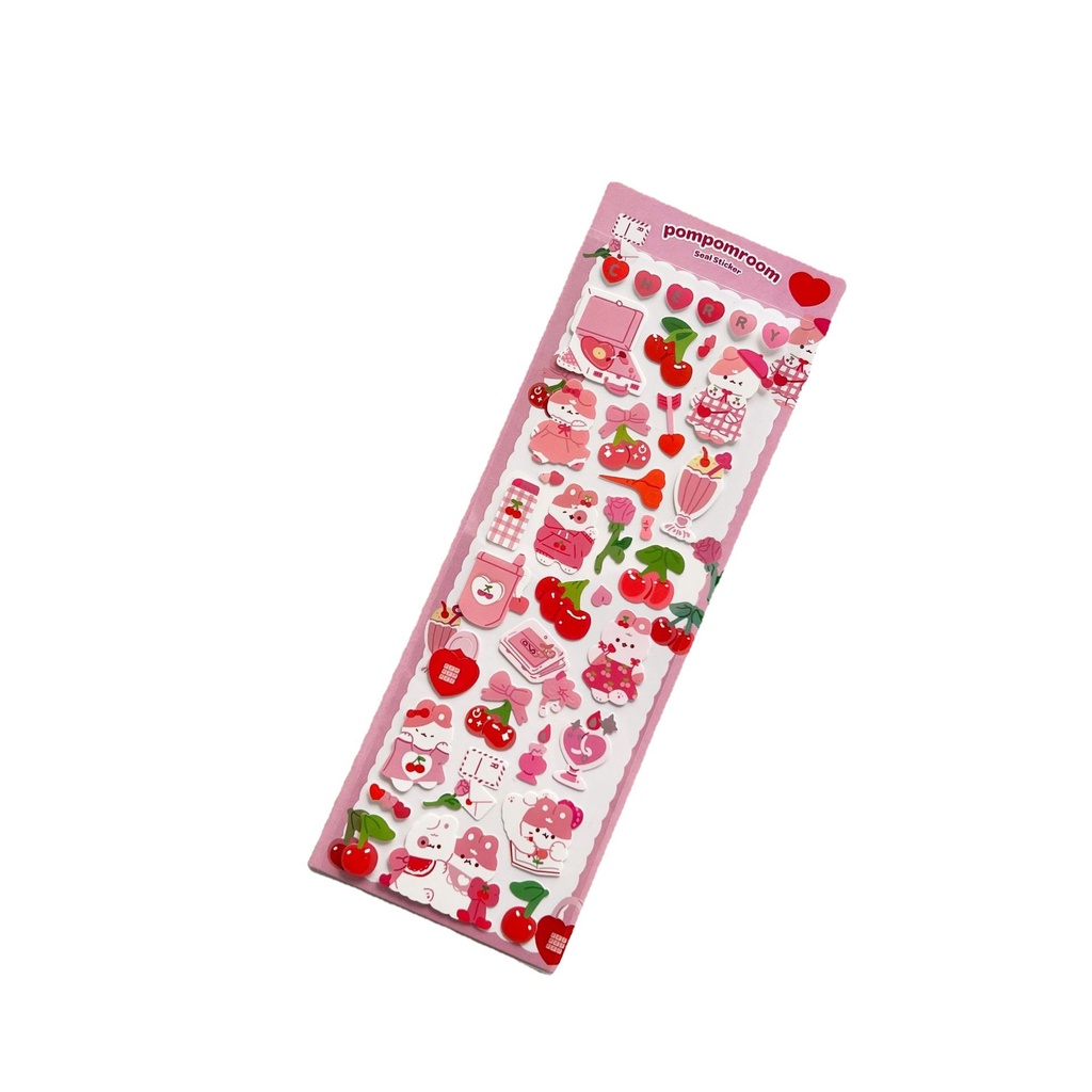 Peach 1Pcs Cute cherry rabbit animal sticker Journal Scrapbook Decor Sticker