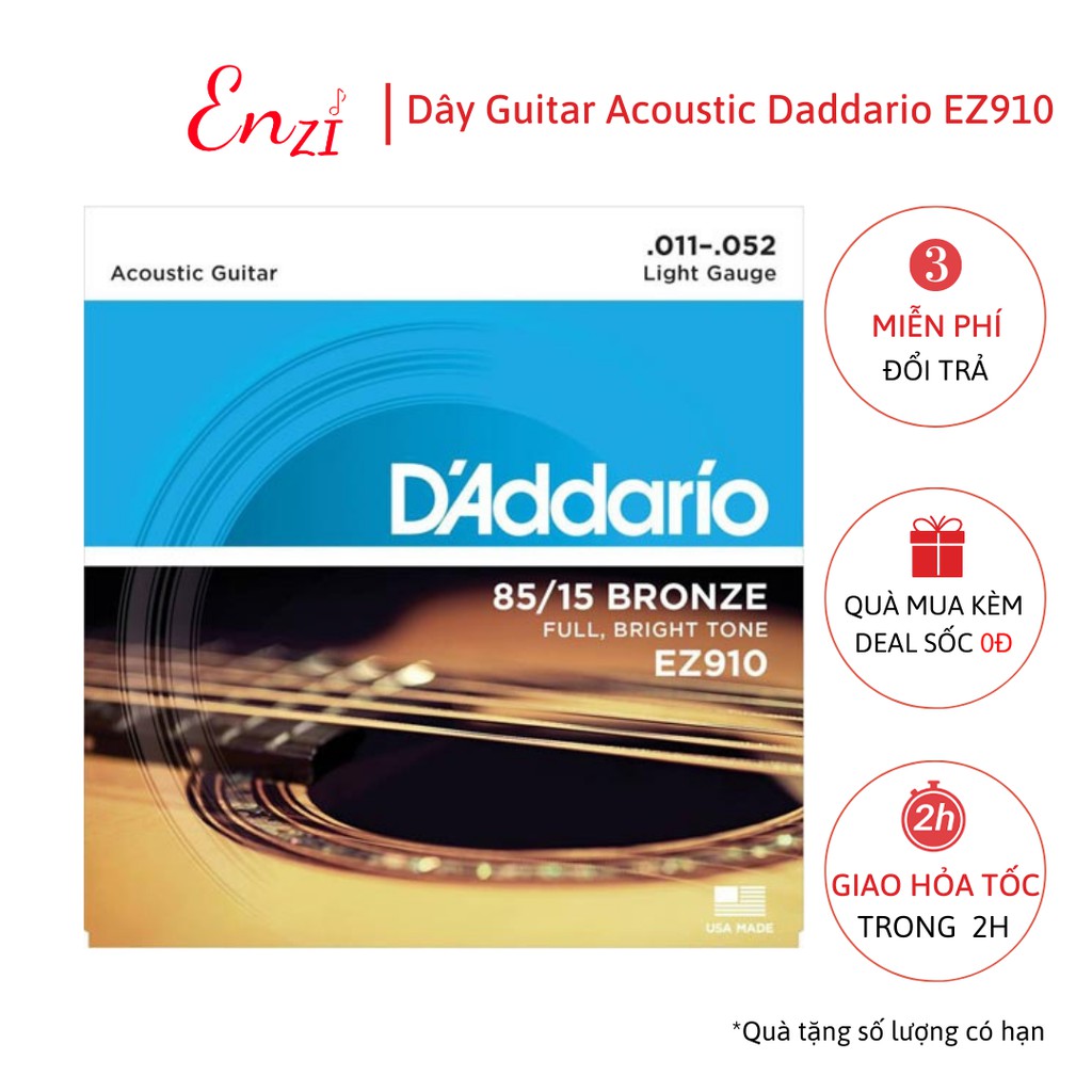 Dây đàn guitar acoustic D'addario EZ910 dây guitar sắt chất lượng Enzi