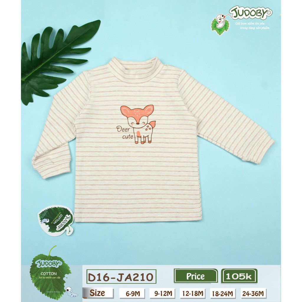 Judoby - áo cổ lọ kẻ 3p cotton nỉ dày dặn 9-36m ( JA 210 )