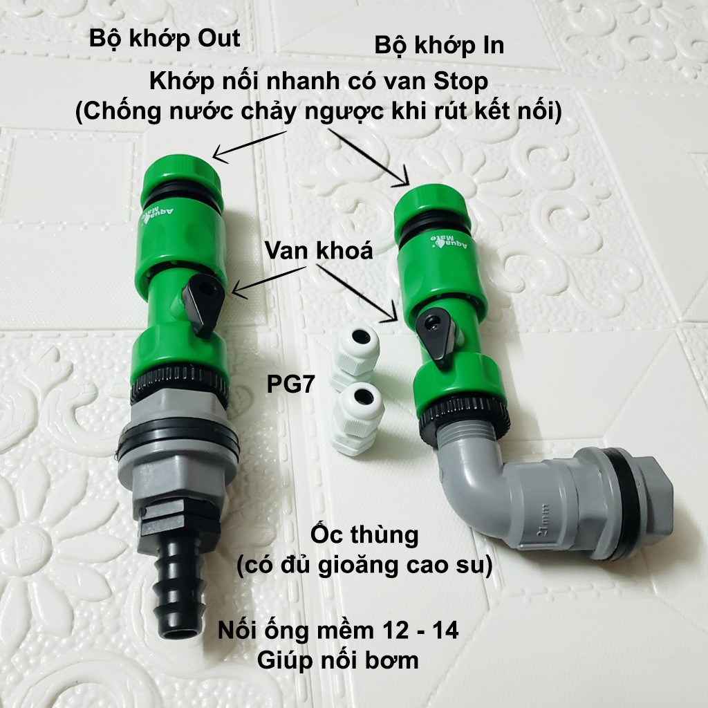 Combo phụ kiện chế lọc bể cá ống nhựa PVC 110, 140, 160