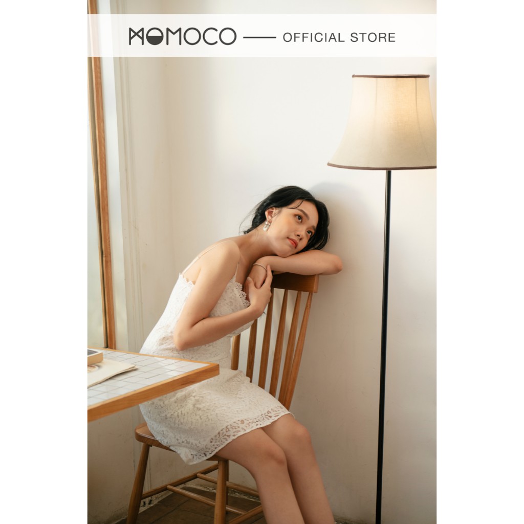 Váy Hai Dây MOMOCO Phối Viền Ngực Ren Đơn Sắc Tối Giản M2637